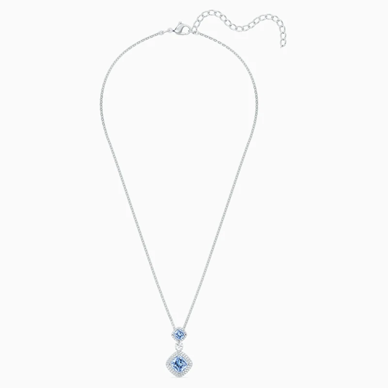 

Fashion Jewelry SWA New ANGELIC Necklace Glamorous Light Blue Square Crystal Decorated Crystal Women Romantic Jewelry Gift
