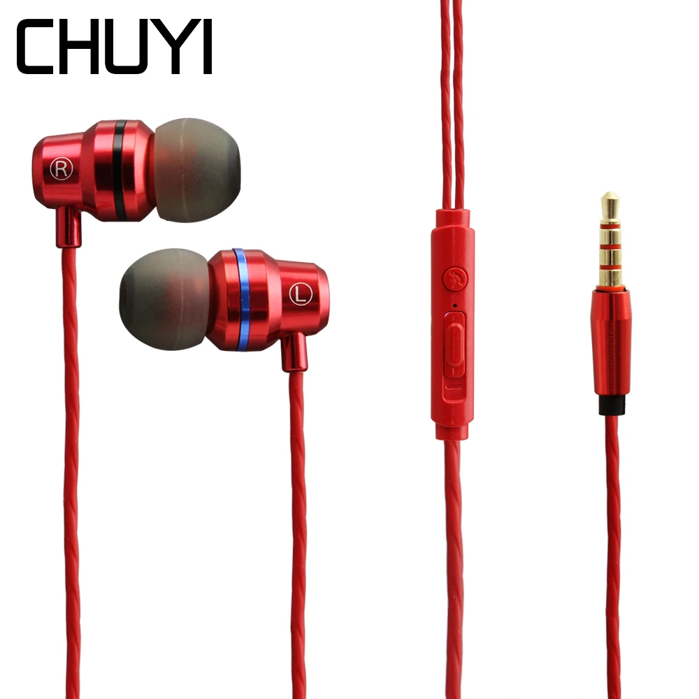 Металлические Проводные музыкальные наушники CHUYI 3 5 мм гарнитура с тяжелыми