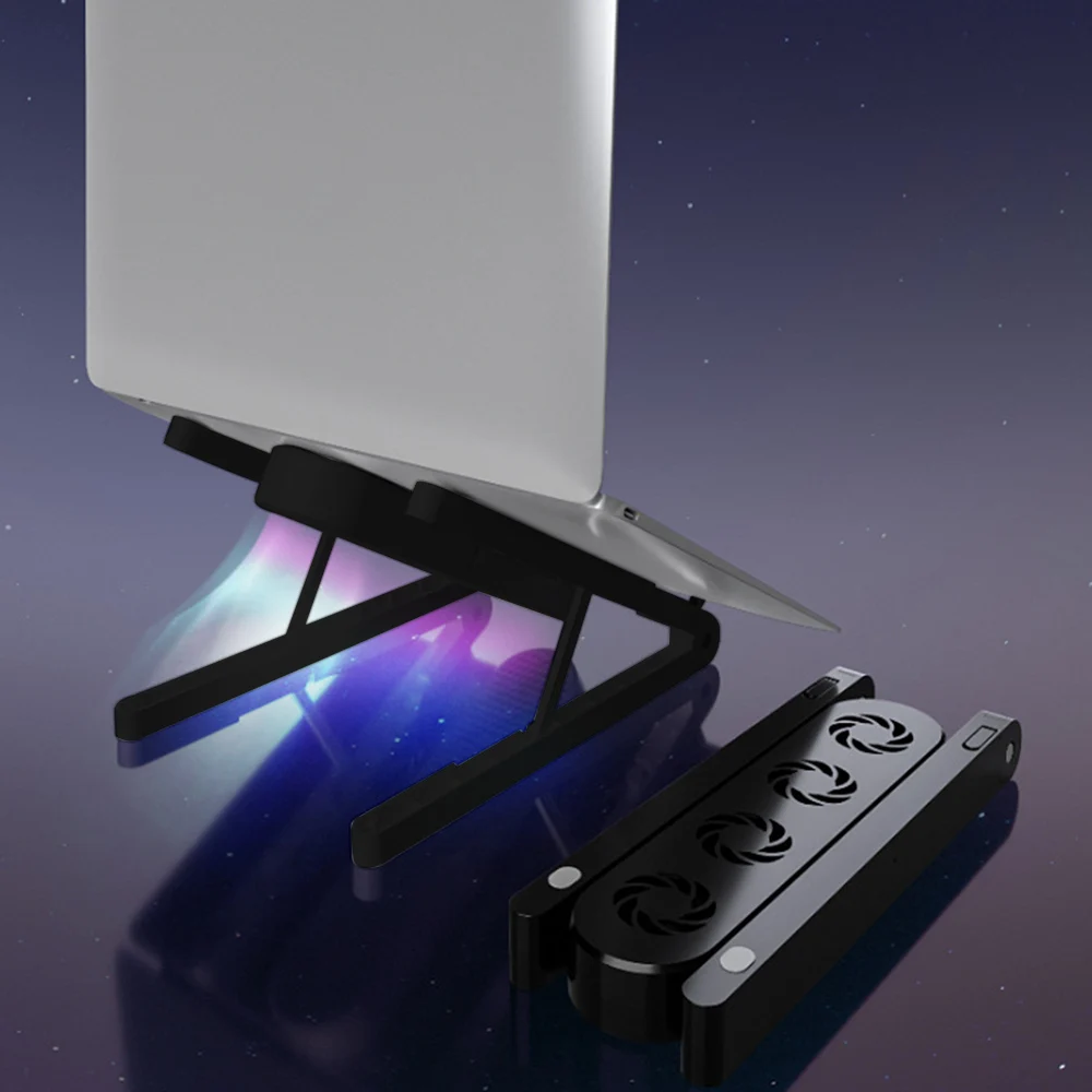 

Laptop Bracket Foldable Notebook Stand With Cooling Fan Heat Dissipation Portable Laptop Mount Base For Home Office