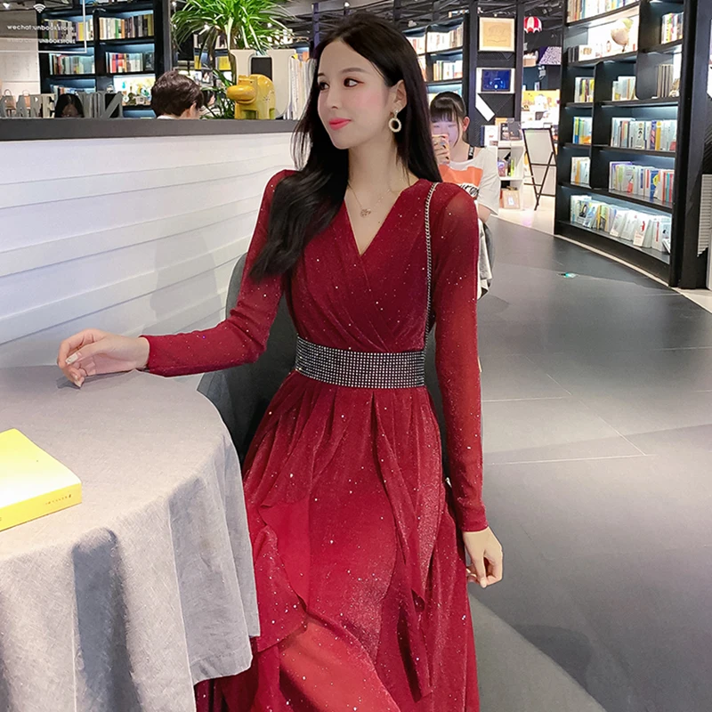 Maternity A-line Party Nursing Dress Long Sleeve Sexy V-neck Pregnancy 2020 Slim Summer New Fashion Breastfeeding | Мать и ребенок