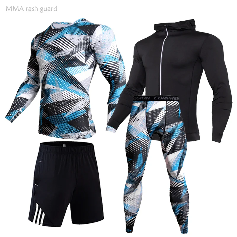 

Jogging suits Men Tracksuit Compression Sportswear Suits Gym Long top leggings Sports set Quick dry underwear Workout clothing