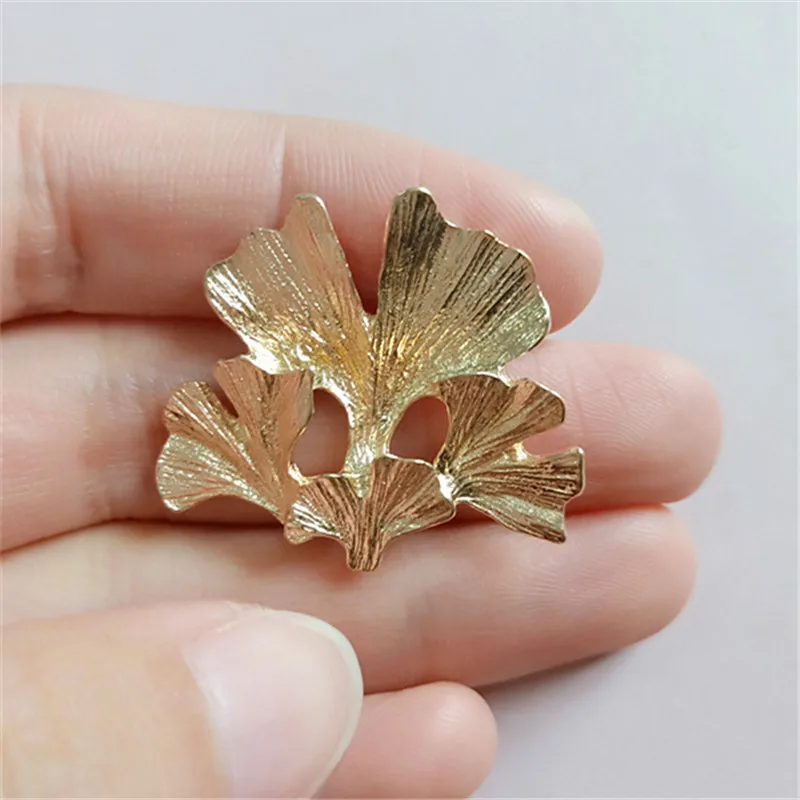 10pcs/lot New Alloy Gold Leaf Pendant Buttons Flatback Ornaments Jewelry Earrings Choker Hair DIY Accessories Handmade - купить по