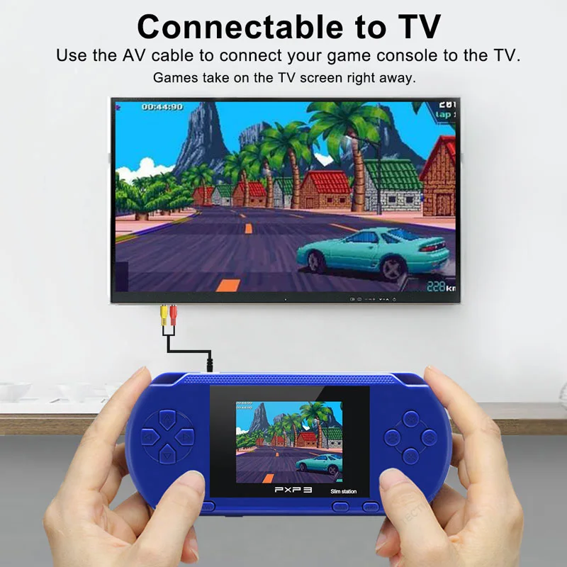 3 дюймовая 16 битная портативная игровая консоль PXP3 Slim Station с 2 бесплатными