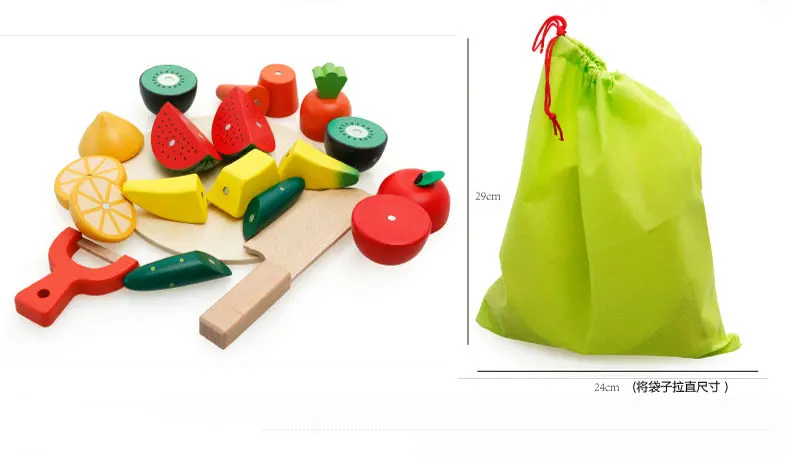 

Children Wooden Fruit and Vegetables Cutting Classic Kitchen Toys Baby Pretend Play Set Wood Food Toddler Educational Game Gift