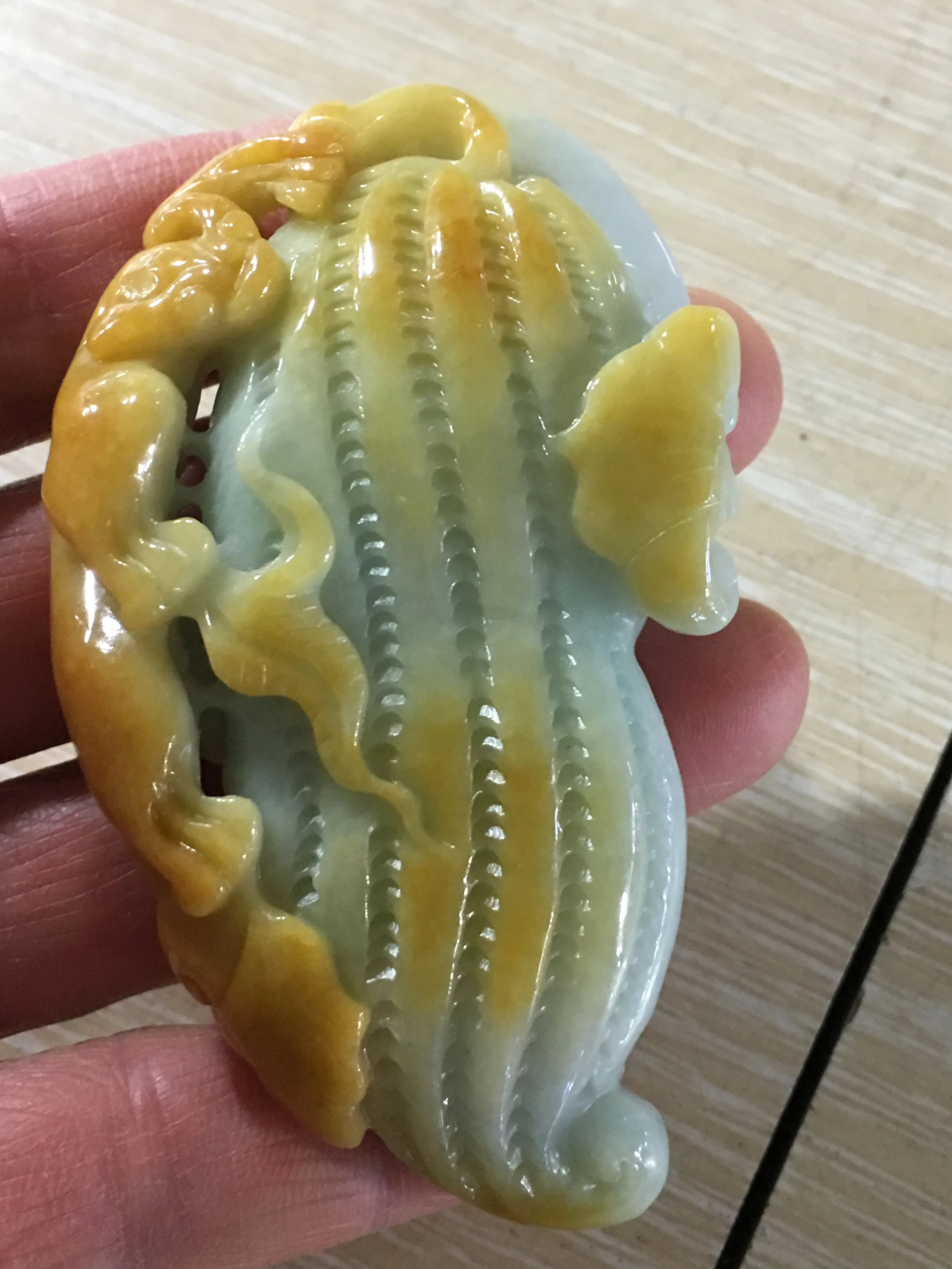 

Genuine Myanmar jade two-side hand-carved peanut yellow jade pendant jade women men pendants necklaces jadeite jade