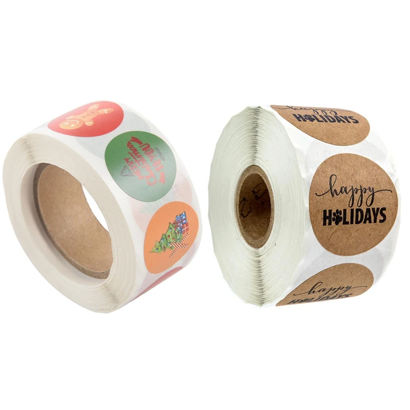 500 шт 1 дюйм счастливые праздники наклейка с принтом лапы и рождественские