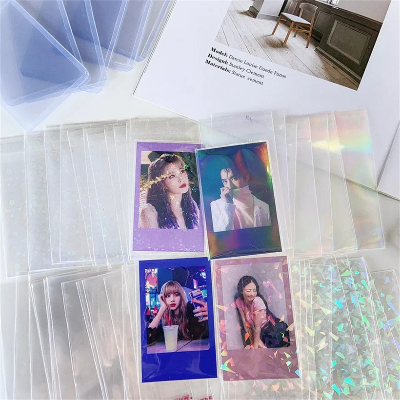 30pcs Clear Laser Neon Stars Flashing Card Sleeves Protector For 3inch Postcard Photo Album Women Men ID Credit Holder Bag | Багаж и сумки