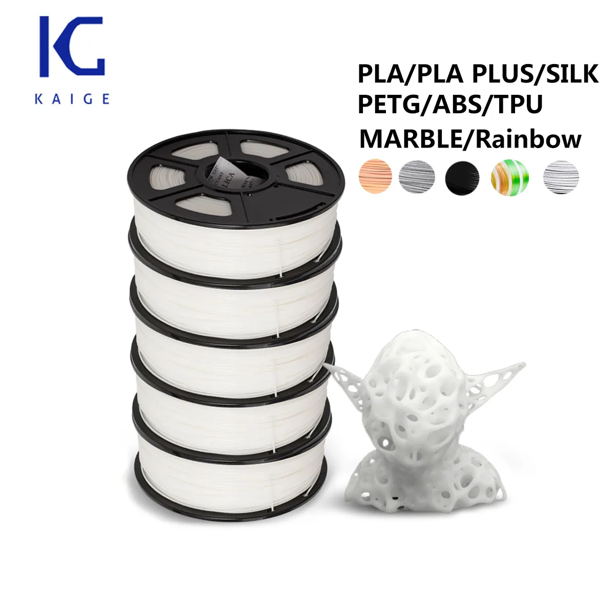 Нить для 3D-принтера KAIGE PLA/PETG/PLA +/ABS/шелк/ТПУ/дерево/углеродное волокно 5 кг 1