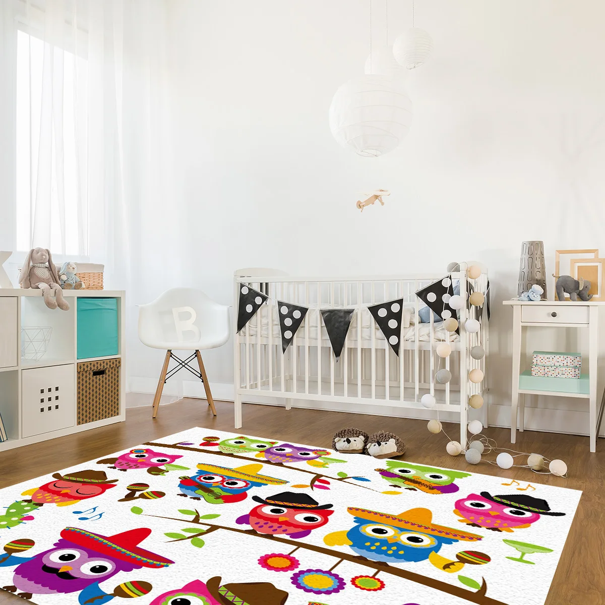 ?? カラフルなフクロウサボテン音楽ギターカーペットベッドルームベッドサイド毛布ラグクロークカーペットの寝室の装飾