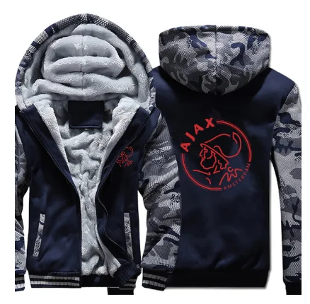 

For Ajax Hoodies Winter Camouflage Sleeve Jacket Men Fleece Winter Thicken Warm Fleece cotton Zipper Raglan Coat Male Tracksuit6