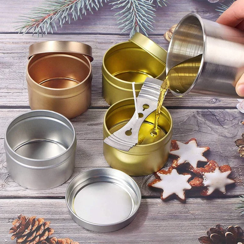 

24 Pcs Candle Tins, 4 Oz Metal Candle Containers for Candle ,for Making Candles, Arts Crafts(Silver, Gold, Rose Gold)