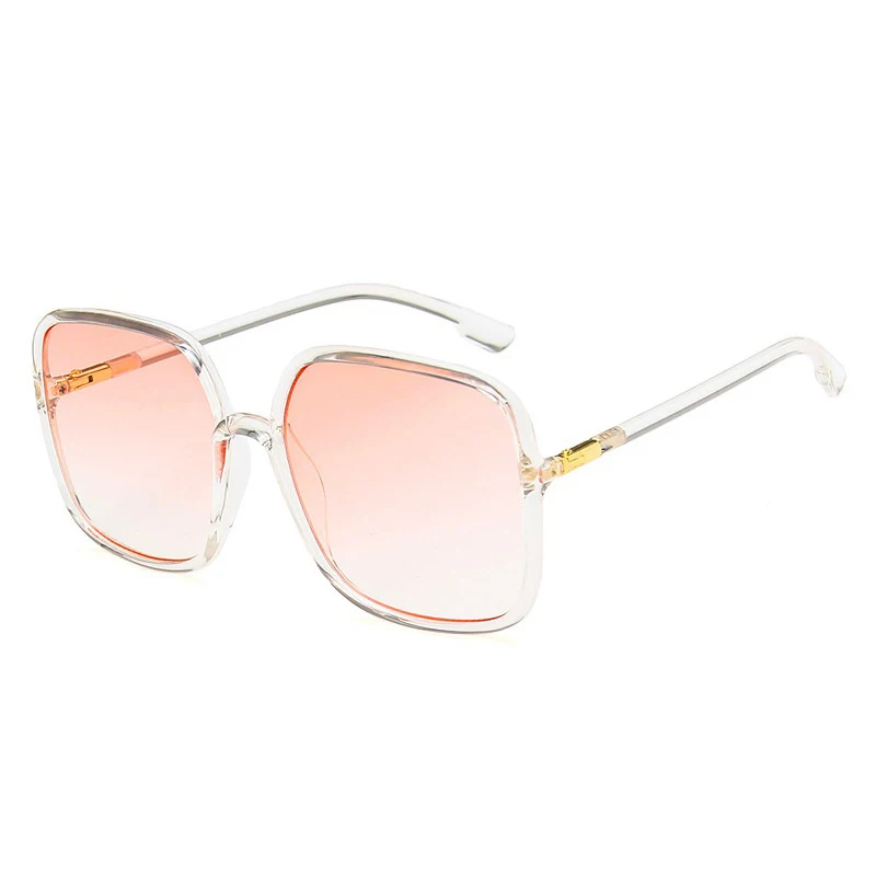 

Classic Vintage Sunglasses Women Oversized Square Plastic Frame Luxury Designer Clear Grey Pink Lens Shades