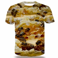 uney honey bee t shirt for men animal short sleeve top tees 3d pattern t shirt tops greens tees bees paint tee