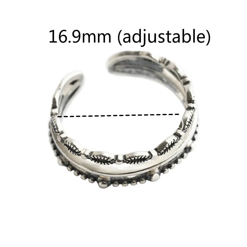 925 пробы Серебряное многослойное Ретро Открытое кольцо для женщин старинное