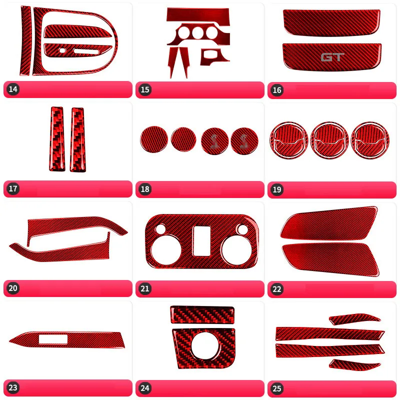 

For Ford Mustang Red Real Carbon Fiber Other Interior Accessories Steering Wheel Logo Frame Trim Stickers Car Stylying