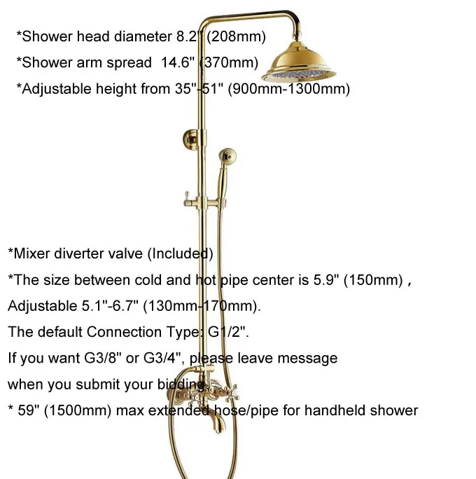 Роскошный латунный смеситель для душа в ванную комнату золотого цвета с ручным
