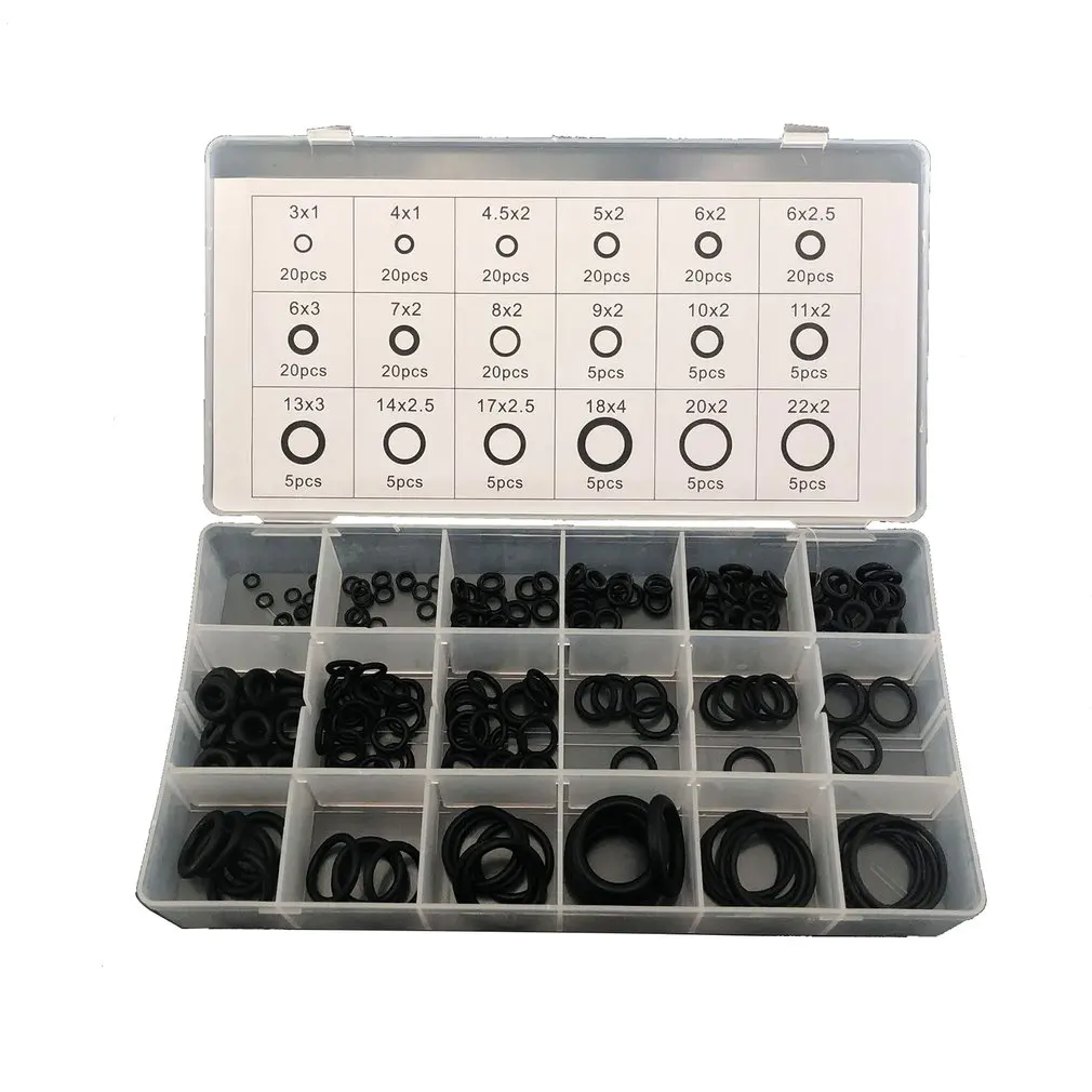 

225pcs/set 18 Sizes Seal O-ring Set R22 R134A Air Conditioning O-Ring Rubber Washer Assortment Kit PL Car Accessories