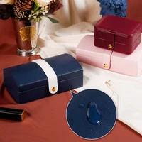 portable double layer pu button jewelry packaging display ring earrings necklace storage box organizers jewelry tray showcase