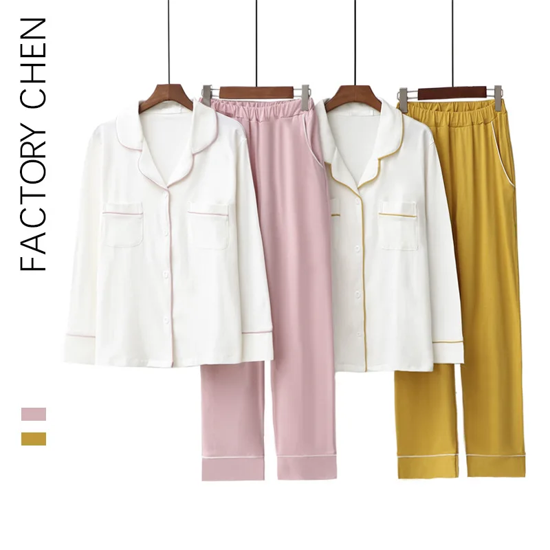 Новый женский Пижамный костюм домашняя одежда длинные брюки бамбуковое волокно