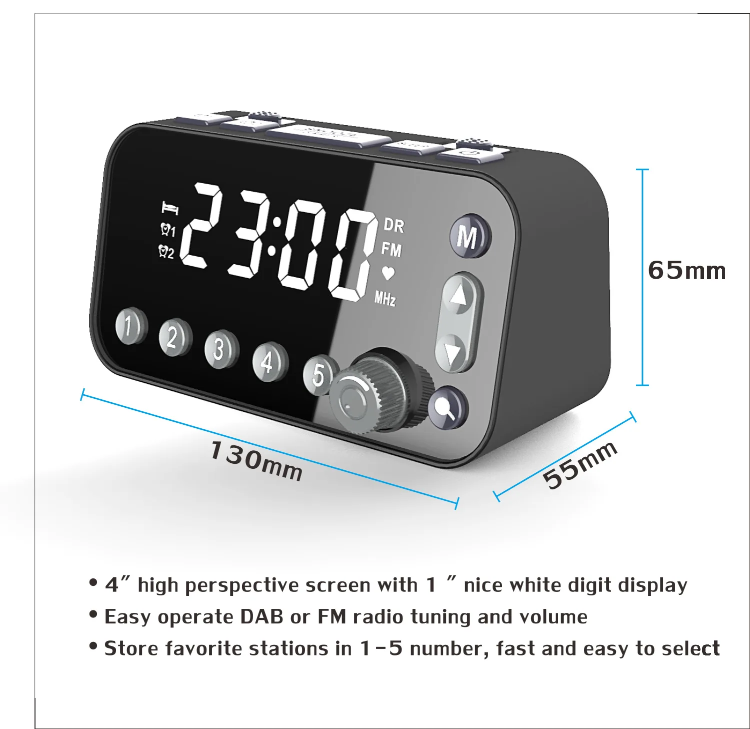 

Digital Alarm Clock DAB FM Despertador Radio Dual USB Charging Port LCD Display Backlight Adjustable Alarm Volume Alarm Clock