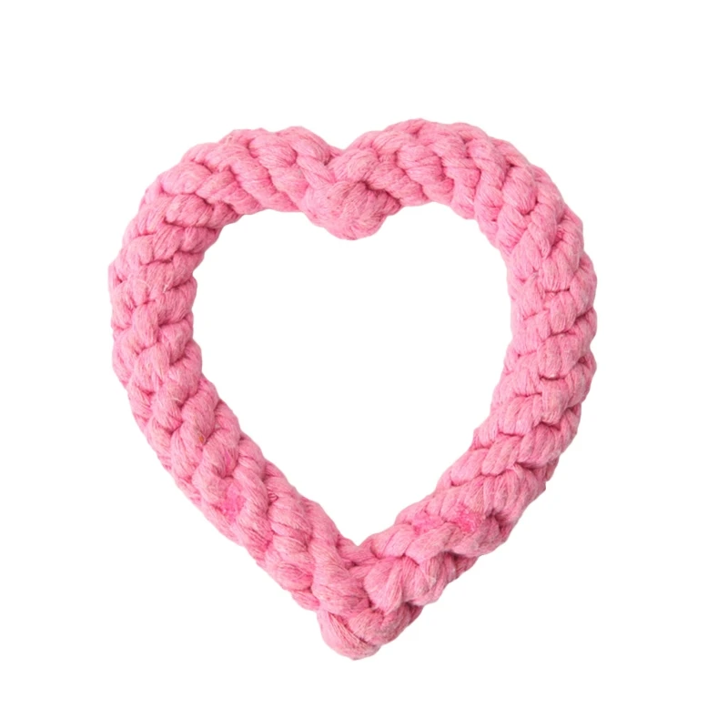 

F62A Dog Teeth Grinding Supplies Puppy Behavior Training Toys for Aggressive Chewers Cotton Made Heart Shaped Toys