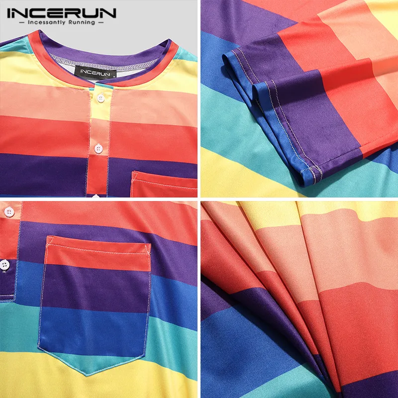 

Men Robes Striped 2021 O Neck Long Sleeve Soft Colorful Leisure Dressing Gown Nightgown Loose Cozy Men Bathrobes S-5XL INCERUN