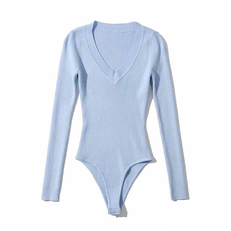 GOPLUS Bodysuit Tops for Women 2021 Sexy V-neck Long Sleeve Black Bodysuits Body Vetemznt Femme Ropa De Mujer Kombinezon Damski