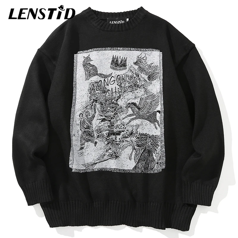 Мужской трикотажный джемпер LENSTID повседневный хипстерский пуловер с винтажным