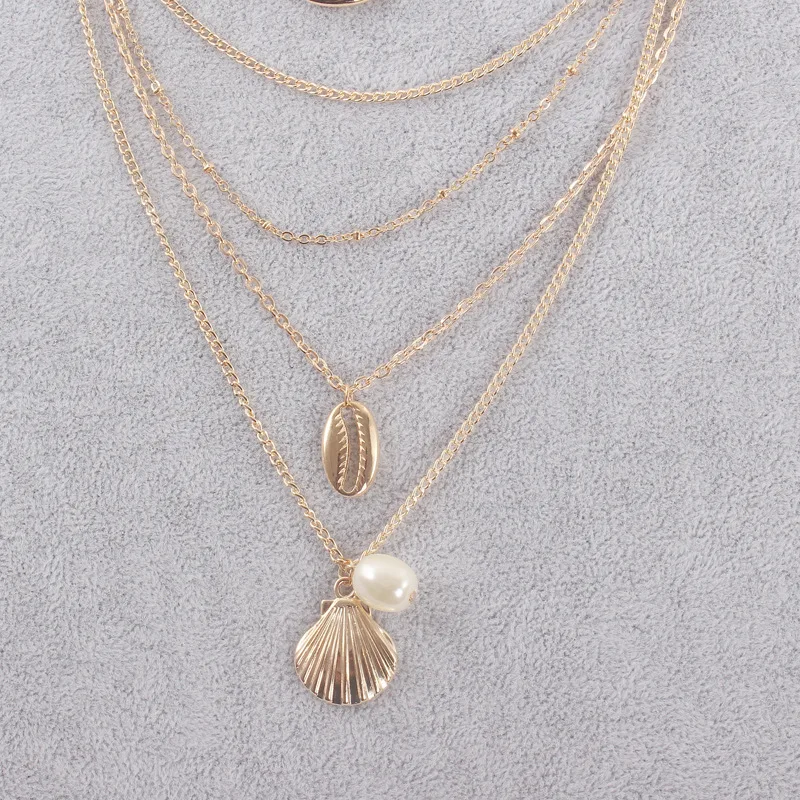 Модные многослойные в стиле бохо ожерелье с подвеской виде ракушки для женщин