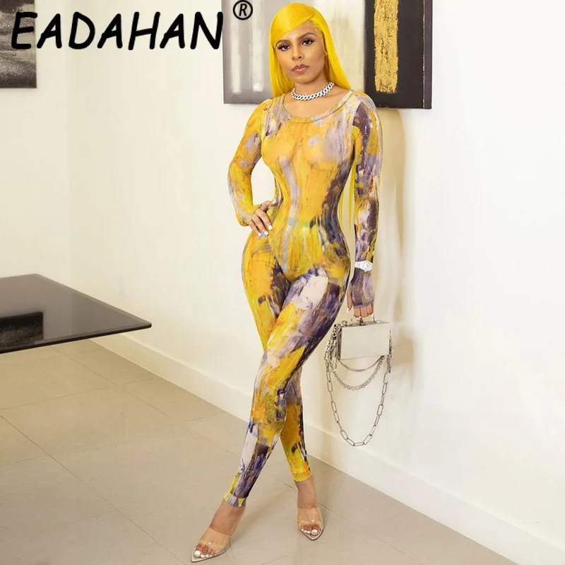 

Женский весенний костюм Eadahan, новинка 2021 года, цельный облегающий костюм из двух предметов с круглым вырезом и длинными рукавами, с завязкам...