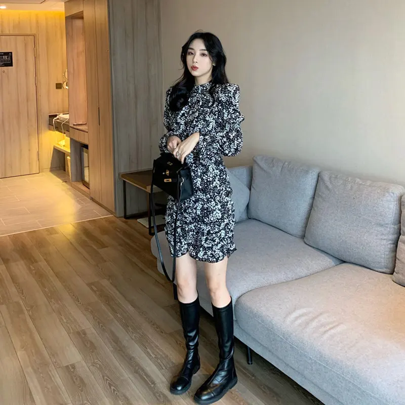 

Повседневные женские весенне-летние платья, модное элегантное винтажное дамское офисное платье мини в Корейском стиле с V-образным вырезом ...