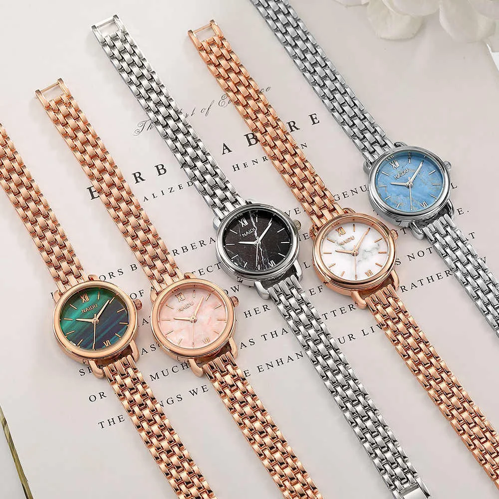 Женские мраморные поверхности браслет из нержавеющей стали Кварцевые наручные