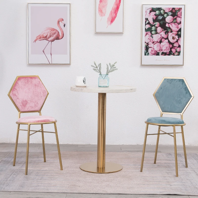 

Nordic розовый золотистый стул ресторан гостиной стул для одевания для лака для ногтей, магазин Гостиная стулья мебель для салона