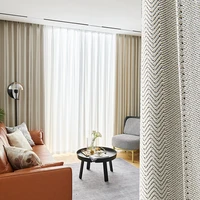 2022 new shading simple european modern nordic simple wave pattern curtains for living dining room bedroom