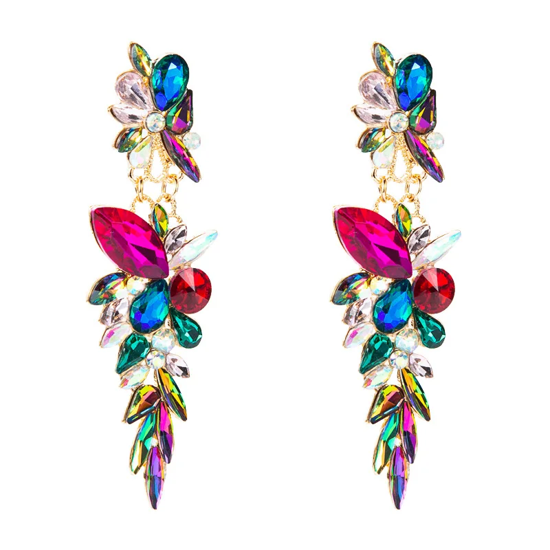 

Новые цветные длинные металлические серьги-подвески ZHINI с кристаллами для женщин, высококачественные очаровательные золотые серьги