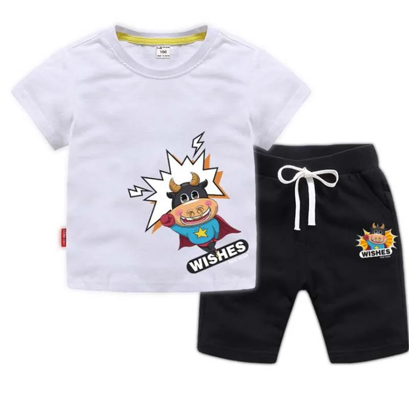 

Cotton T-shirt Sets Children's Short-sleeved Boys And Girls Baby Shorts Two-piece Children's t-shirt Suit Clothing