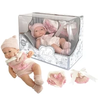 10in reborn girl doll miniature figure interaction toy soft vinyl simulation doll that looks real w eyes open pink suit