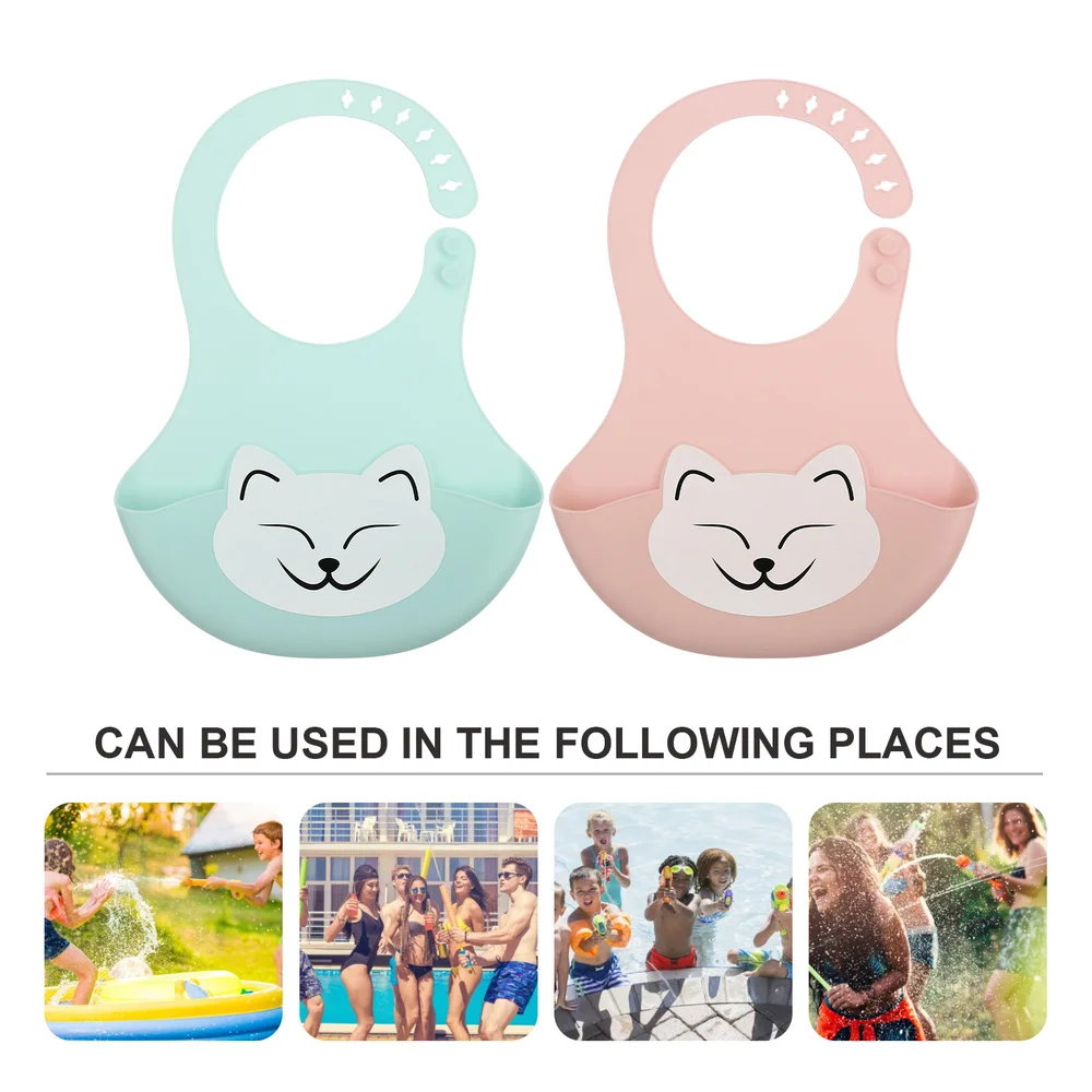 

2 Pcs Silicone Baby Bibs Waterproof Adjustable Fit Bibs Keep Stains Off