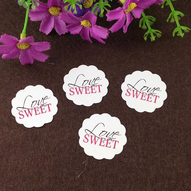 

500PCS/Lot White Paper 3cm lace Bike With small heart "LOVE SWEET" Sticker Labels Adhesive Stickers DIY For Gift/Box/Bake/gift