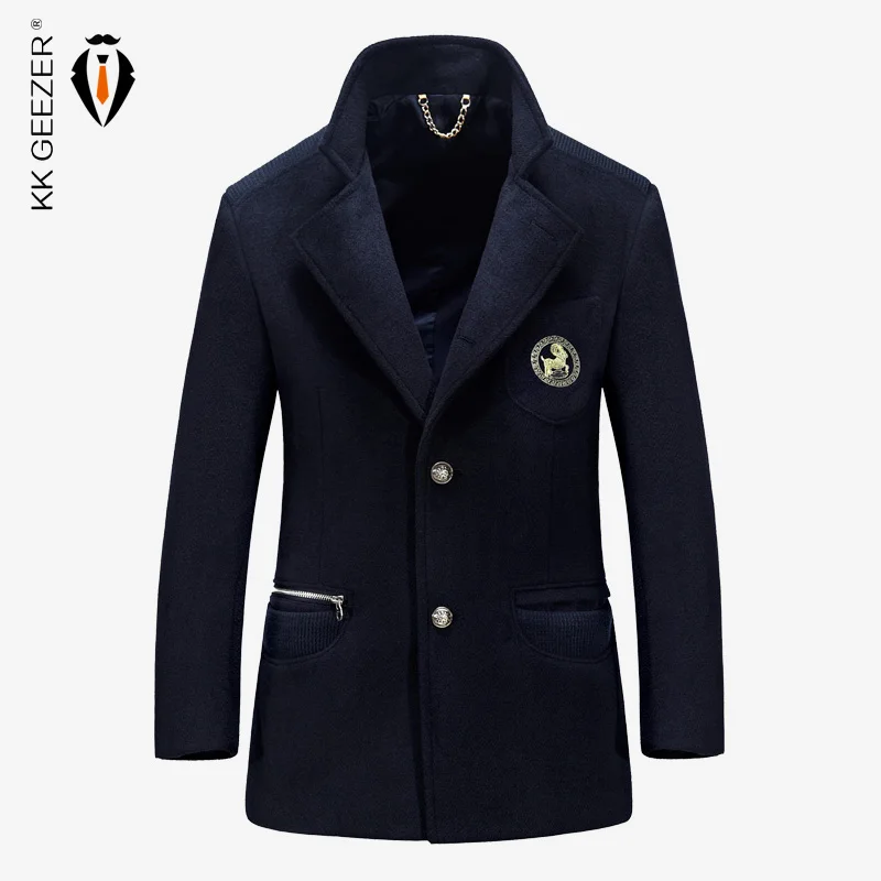 Мужское пальто Шерстяное средней длины Зимние шерстяные куртки Бренды Parka