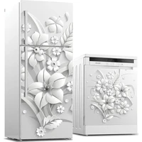 3d dishwasher fridge sticker hd print white flowers picture self adhesive waterproof wallpaper home decor wall art room paste