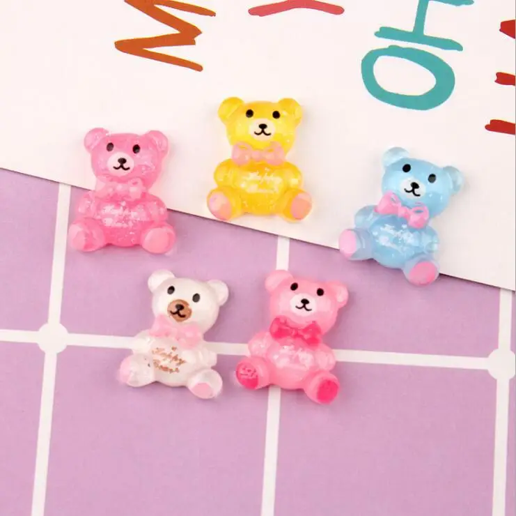 100 штук искусственный бриллиант из смолы Kawaii Блестящий медведь резиновые