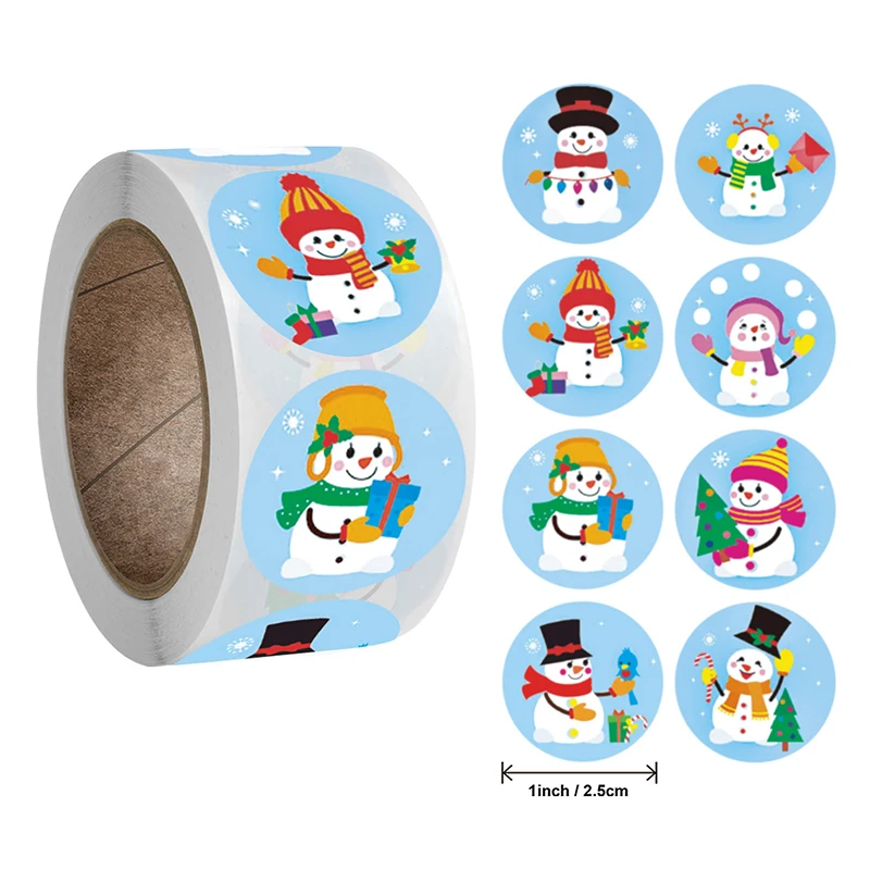 

Round Merry Christmas Stickers 500pcs Xmas Gifts Packaging Sealing Labels Decor