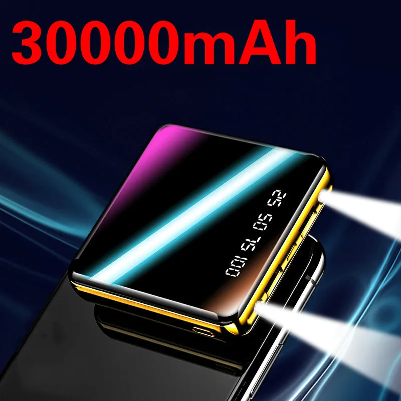 30000mAh мини банк силы быстрое зарядное устройство для Iphone Samsung Xiaomi 2 USB LCD