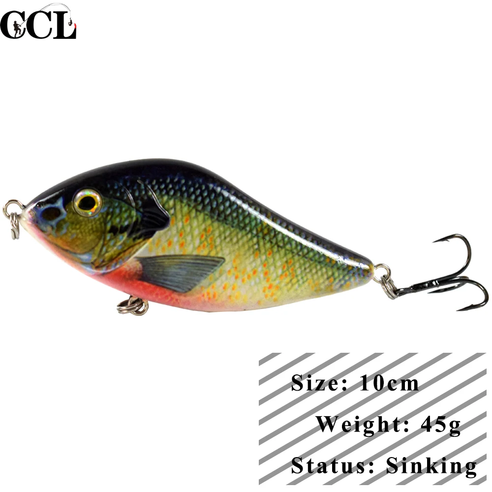 5 шт./лот 10 см 45 г Bionic Jerkbait приманки медленно тонущий № 2 крючка подходят для океана