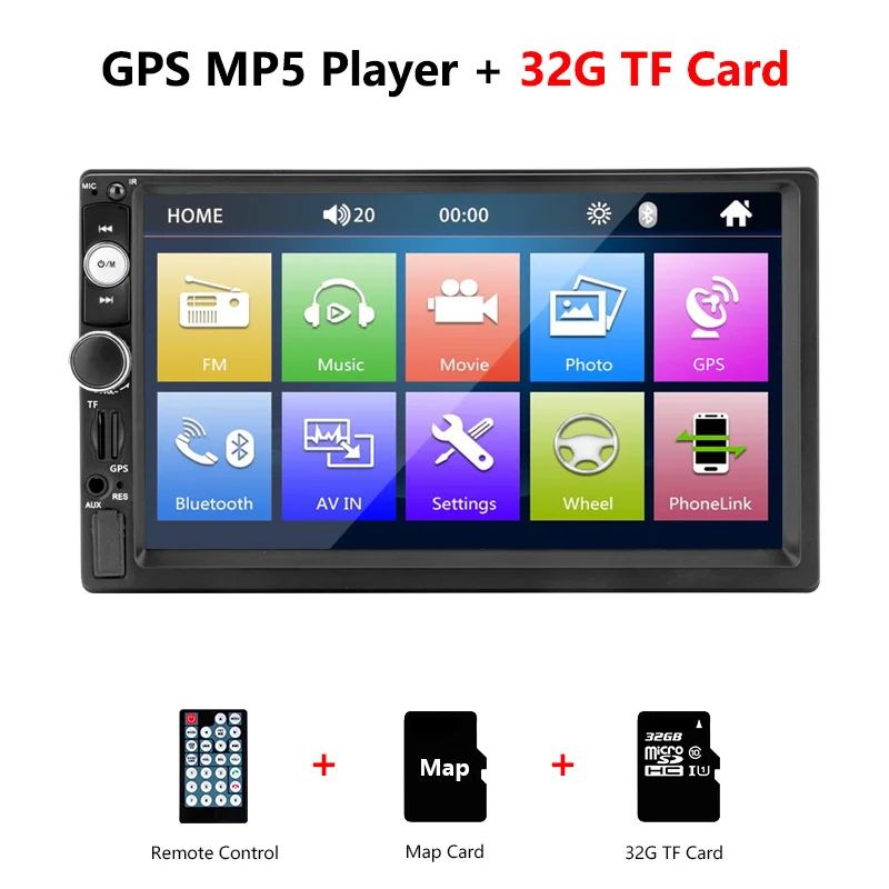 GPS Player with 32G JMCQ " 1080 P Автомобильный Радио DVD GPS MP5 плеер цифровой сенсорный экран мультимедийный плеер 2 Din Авторадио RDS FM/AM навигация - Цвет: GPS Player with 32G