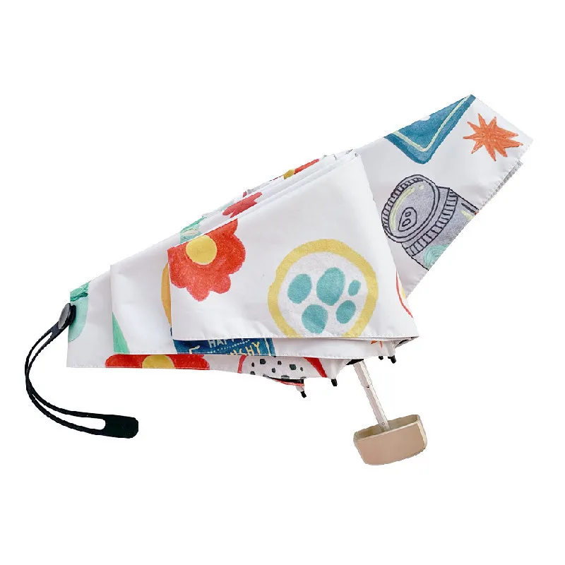 Girl Folding Sun Umbrella Five Fold Sunny Rain Dual-use Sunscreen UV Protection Portable Lady | Дом и сад
