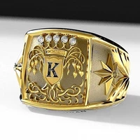 bohemia domineering soldier badge armor mens ring vintage punk 14k gold handmade carved ring fine jewelry