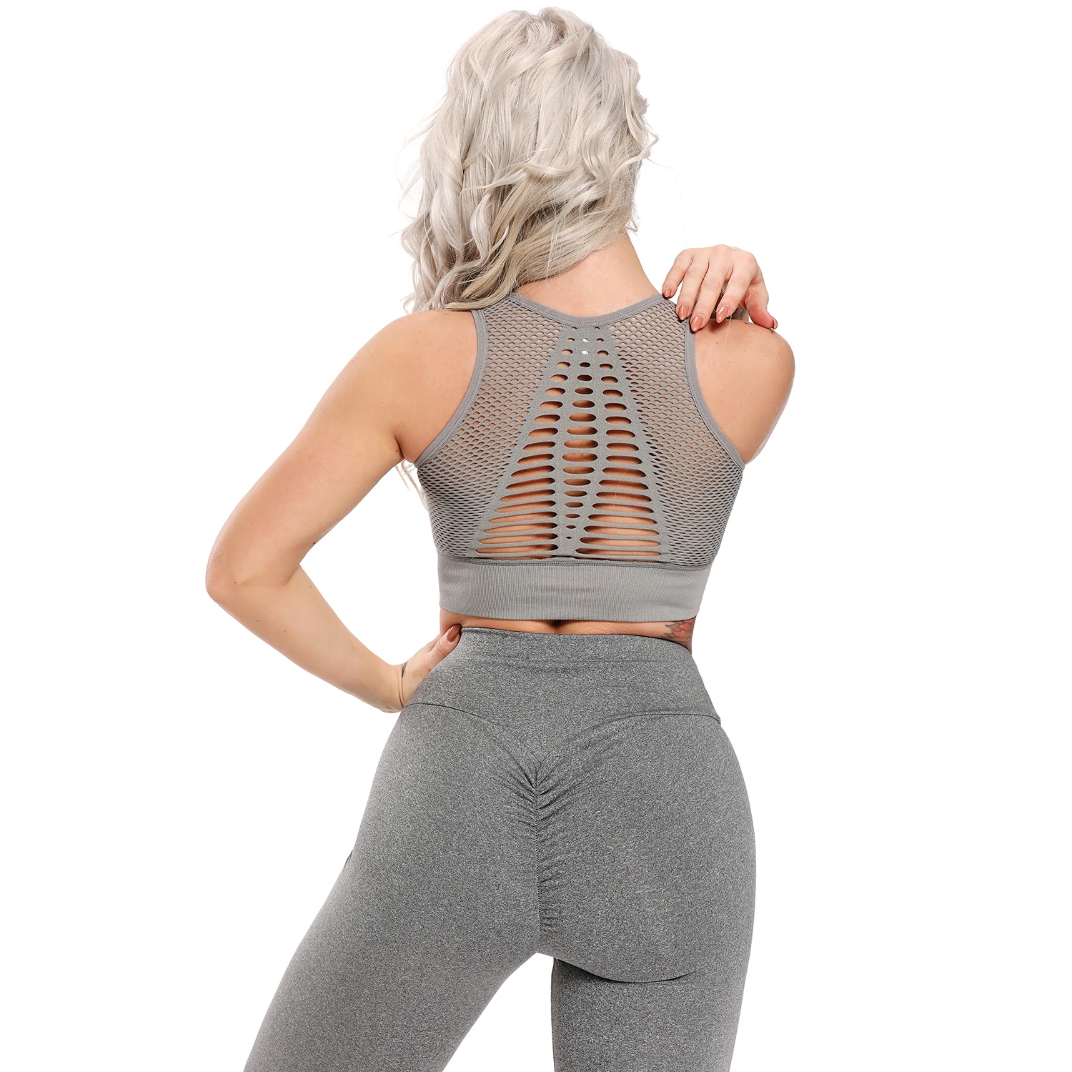 

Seamless Yoga Set Fitness Women's Tracksuit Beauty Back T-shirts Hollow Crop Top High Waist Sports Leggings Gym Workout Suits