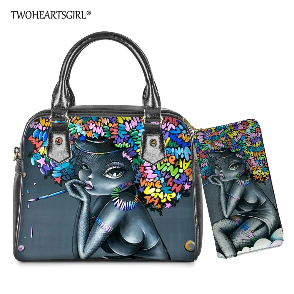 

Женская сумка-тоут twoheart sgirl из искусственной кожи, повседневная Сумочка на плечо с принтом граффити в африканском стиле, длинный саквояж
